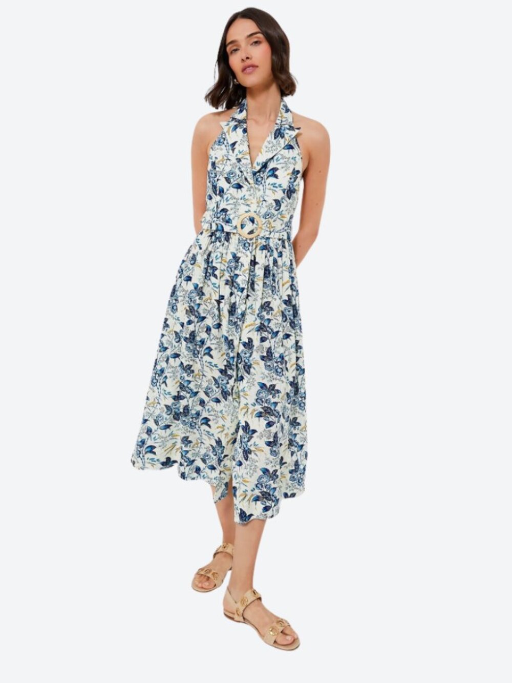 Tuckernuck Larkspur Chintz Lena Dress blue white floral halter maxi dress 12